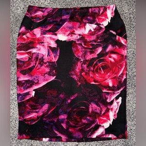 Body Central Floral Black and Pink Women's Skirt size Large